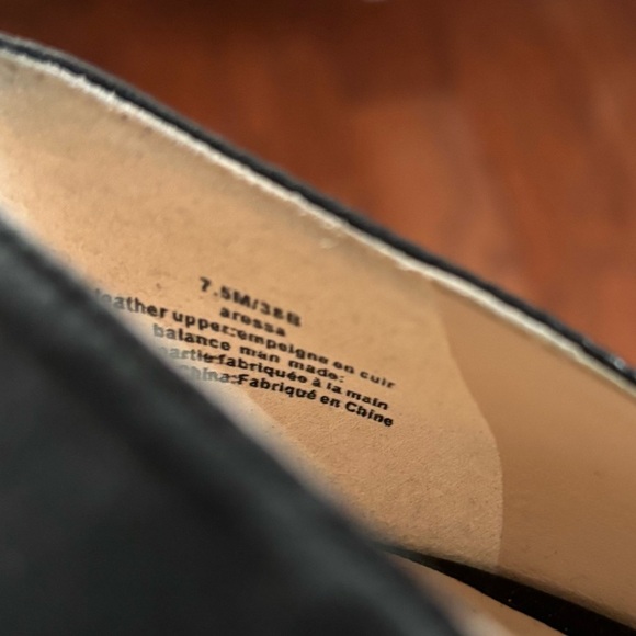 Karl Lagerfeld Black Leather Shoes with Block Gold Heels, 7.5 - Picture 6 of 7